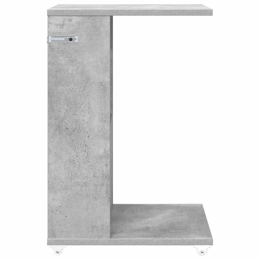 Bijzettafel met wiel Beton Grijs 40 x 35 x 60 cm Bewerkt hout