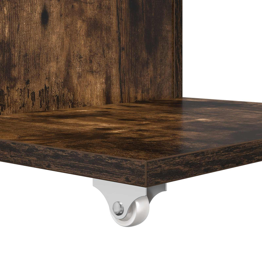 Bijzettafel met wiel Gerookt eiken 40 x 35 x 60 cm Bewerkt hout
