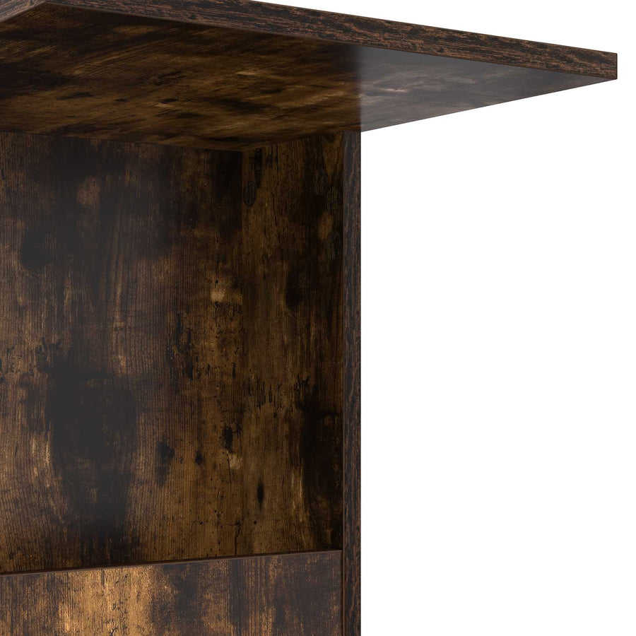 Bijzettafel met wiel Gerookt eiken 40 x 35 x 60 cm Bewerkt hout