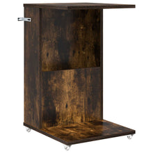 Bijzettafel met wiel Gerookt eiken 40 x 35 x 60 cm Bewerkt hout