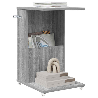 Bijzettafel met wiel Grijs Sonoma 40 x 35 x 60 cm Bewerkt hout