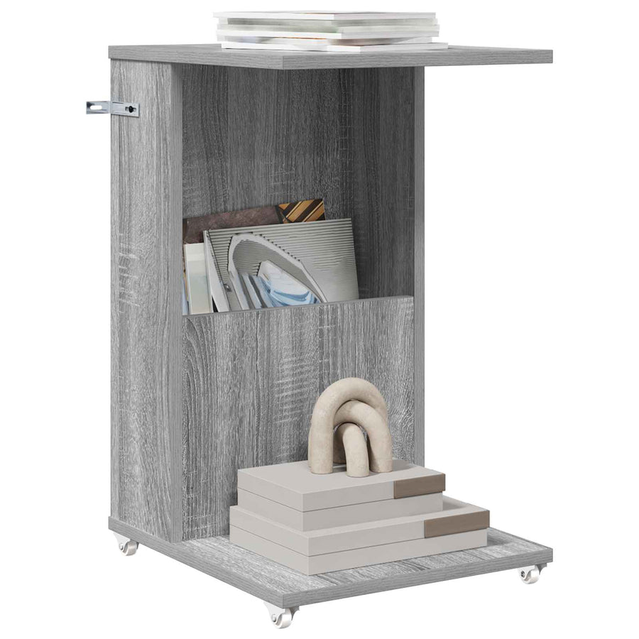 Bijzettafel met wiel Grijs Sonoma 40 x 35 x 60 cm Bewerkt hout