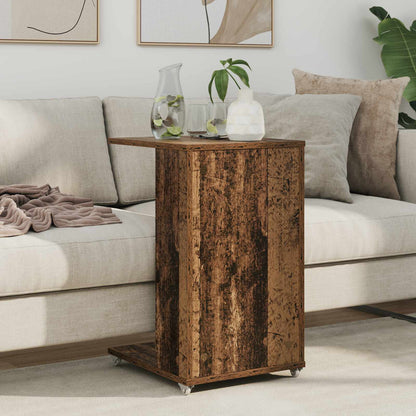 Bijzettafel met wiel Oudhout 40 x 35 x 60 cm Bewerkt hout