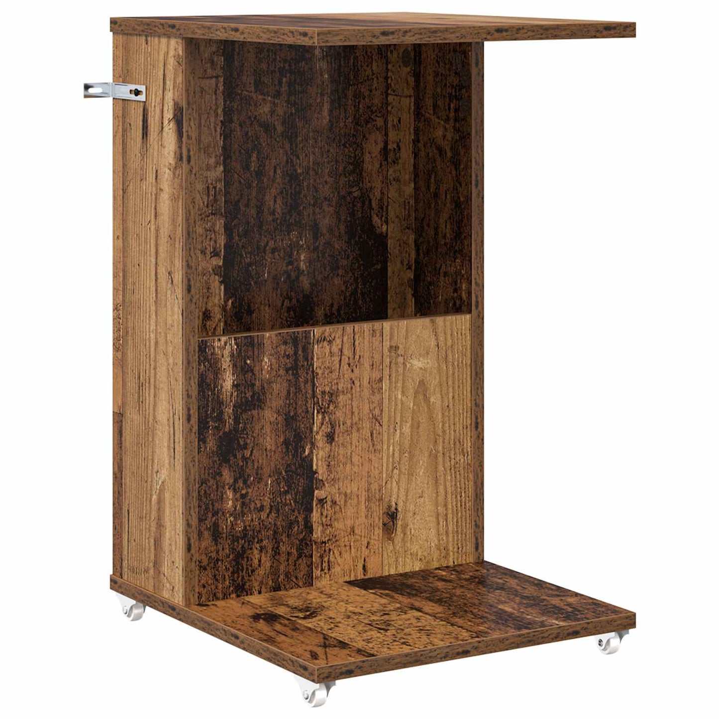 Bijzettafel met wiel Oudhout 40 x 35 x 60 cm Bewerkt hout