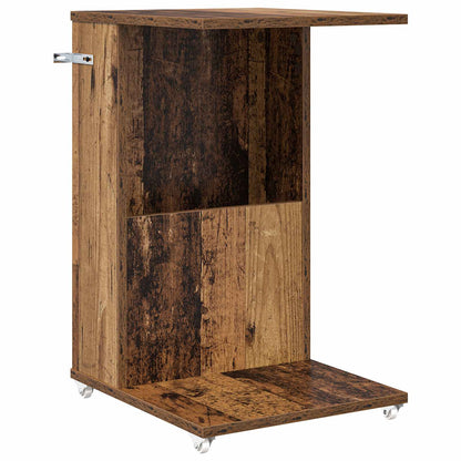 Bijzettafel met wiel Oudhout 40 x 35 x 60 cm Bewerkt hout