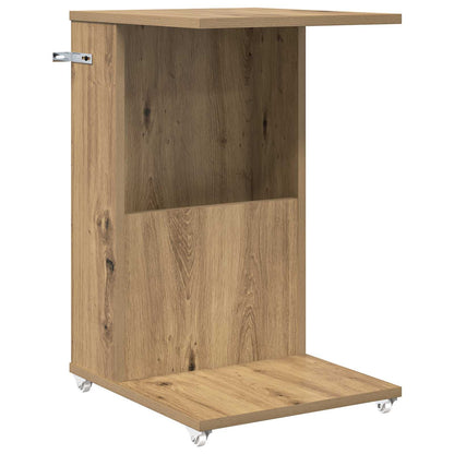 Bijzettafel met wiel Artisan Eiken 40 x 35 x 60 cm Bewerkt hout