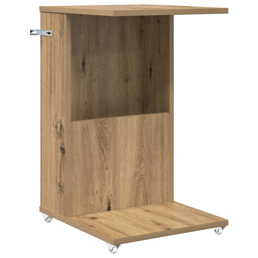 Bijzettafel met wiel Artisan Eiken 40 x 35 x 60 cm Bewerkt hout