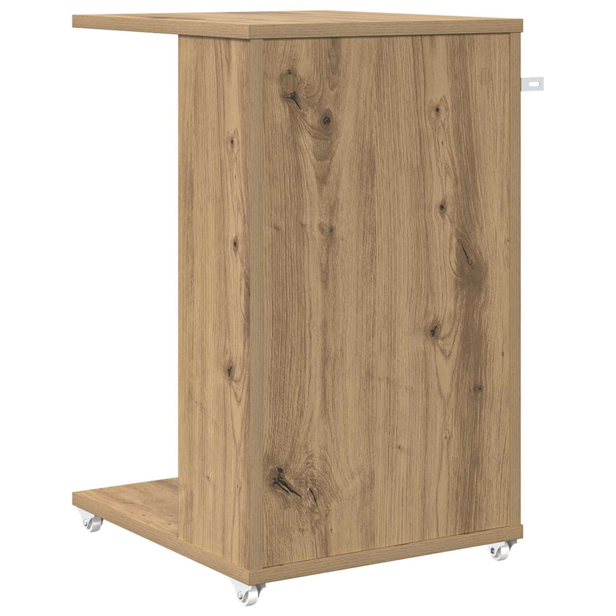 Bijzettafel met wiel Artisan Eiken 40 x 35 x 60 cm Bewerkt hout