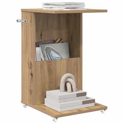 Bijzettafel met wiel Artisan Eiken 40 x 35 x 60 cm Bewerkt hout