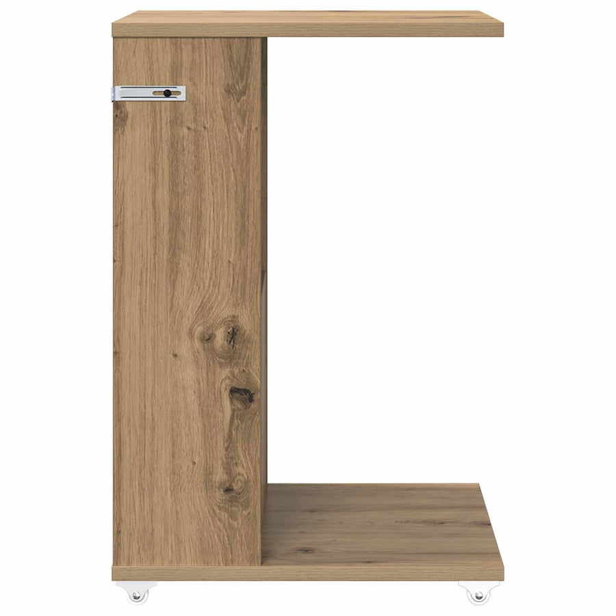 Bijzettafel met wiel Artisan Eiken 40 x 35 x 60 cm Bewerkt hout