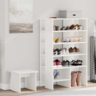 Shoe Cabinet with Shelf and Storage 2 pcs White Engineered Wood