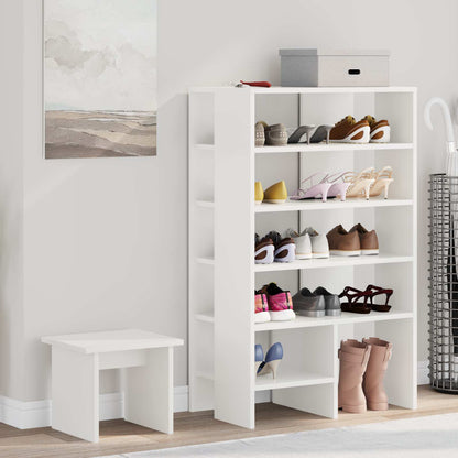 Schoenenkast met plank met opslag 2 pcs Wit Bewerkt hout