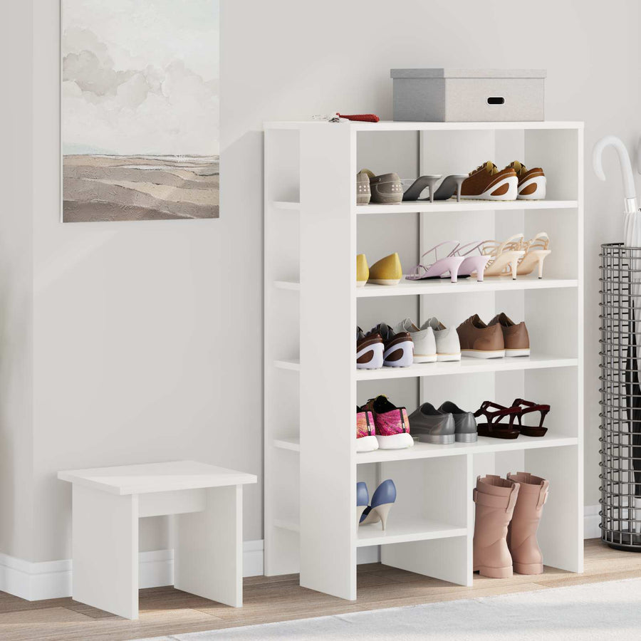 Schoenenkast met plank met opslag 2 pcs Wit Bewerkt hout