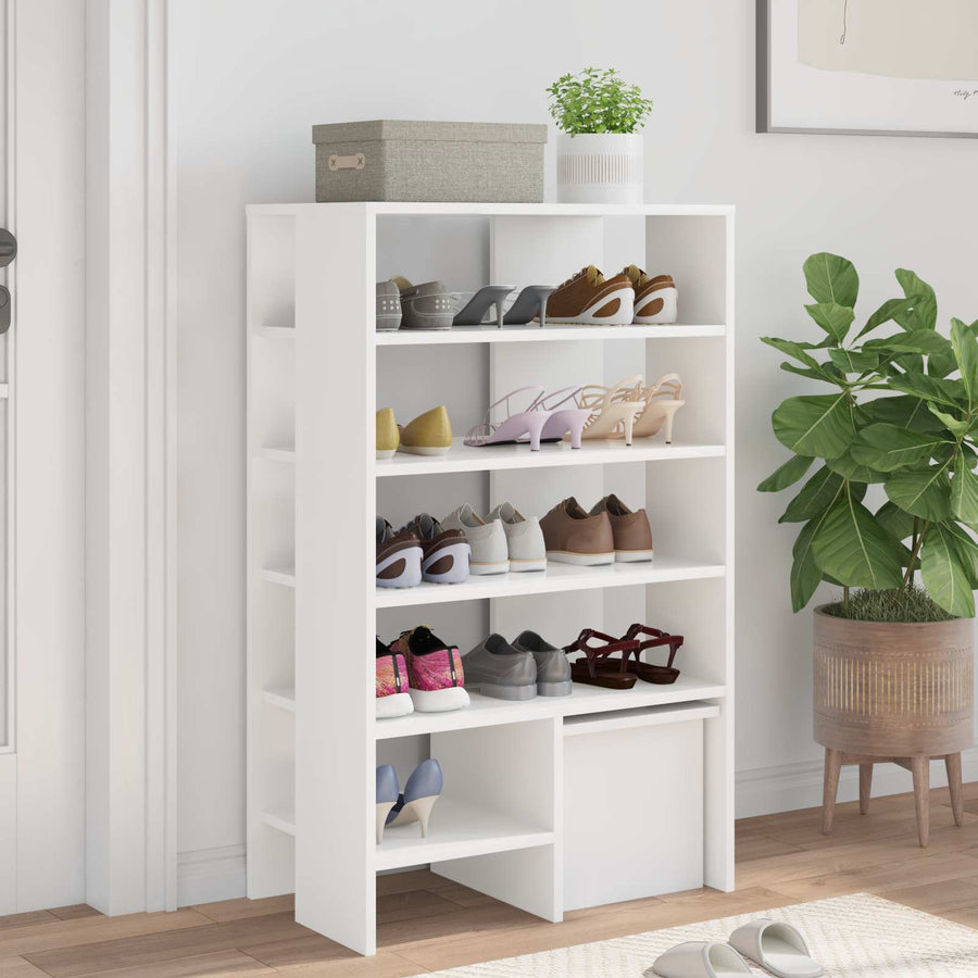 Schoenenkast met plank met opslag 2 pcs Wit Bewerkt hout