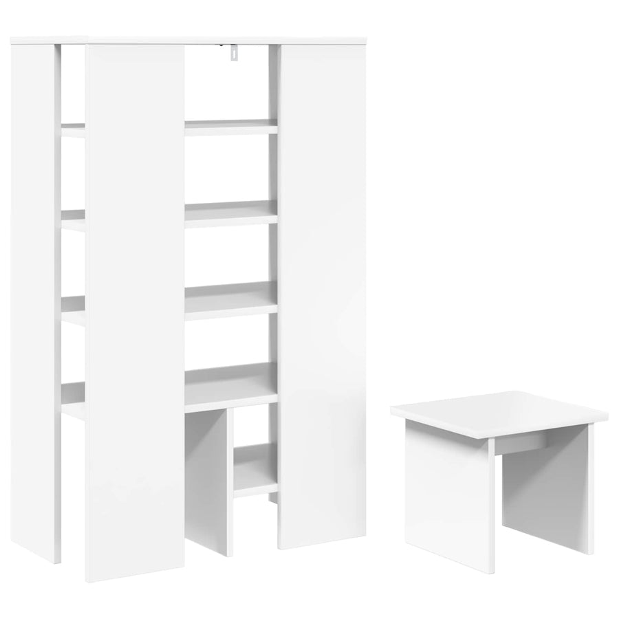 Schoenenkast met plank met opslag 2 pcs Wit Bewerkt hout