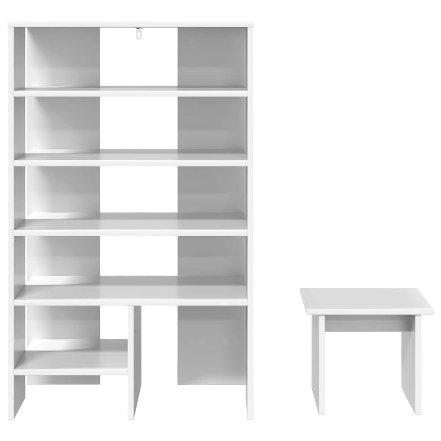Schoenenkast met plank met opslag 2 pcs Wit Bewerkt hout