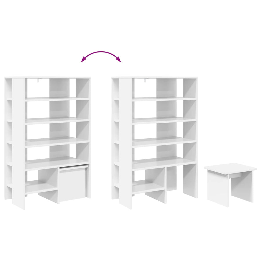 Schoenenkast met plank met opslag 2 pcs Wit Bewerkt hout