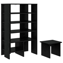Schoenenkast met plank 2 pcs Zwart Eiken Bewerkt hout