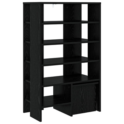 Schoenenkast met plank 2 pcs Zwart Eiken Bewerkt hout