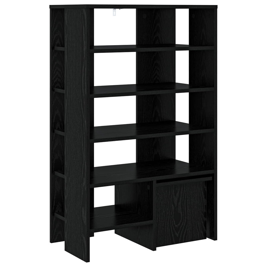 Schoenenkast met plank 2 pcs Zwart Eiken Bewerkt hout