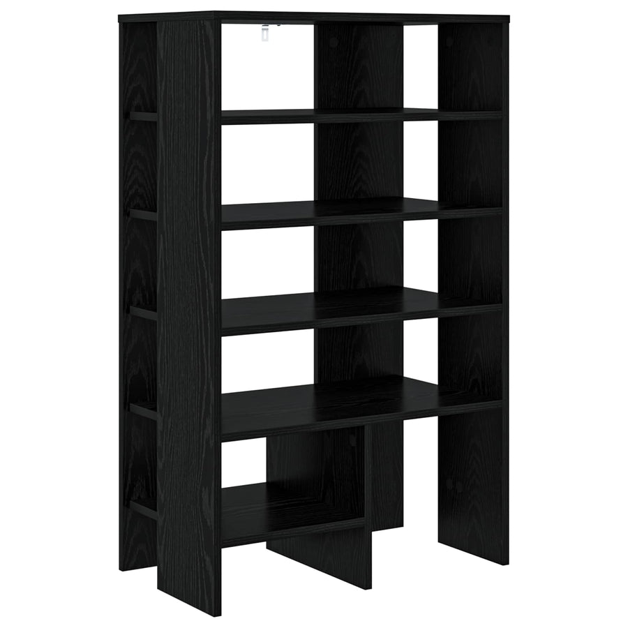 Schoenenkast met plank 2 pcs Zwart Eiken Bewerkt hout