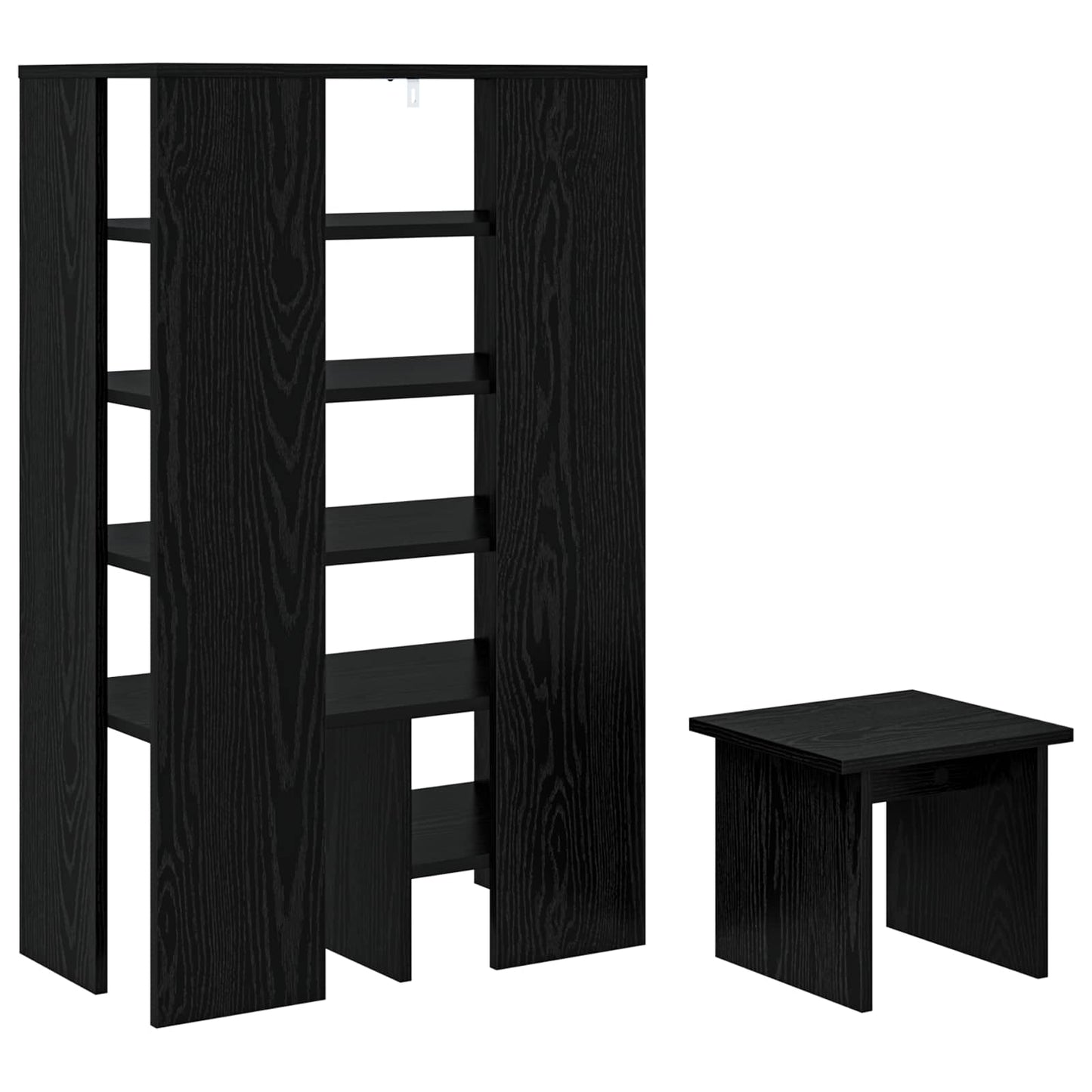 Schoenenkast met plank 2 pcs Zwart Eiken Bewerkt hout