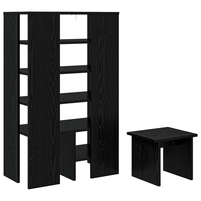 Schoenenkast met plank 2 pcs Zwart Eiken Bewerkt hout
