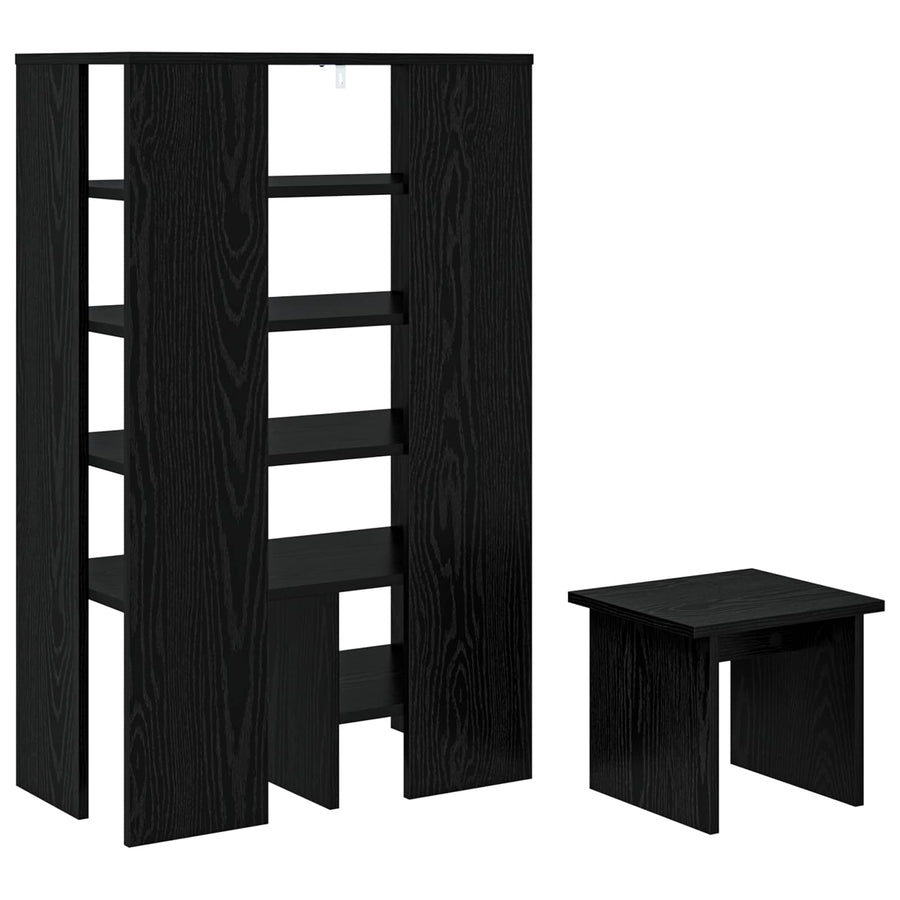 Schoenenkast met plank 2 pcs Zwart Eiken Bewerkt hout