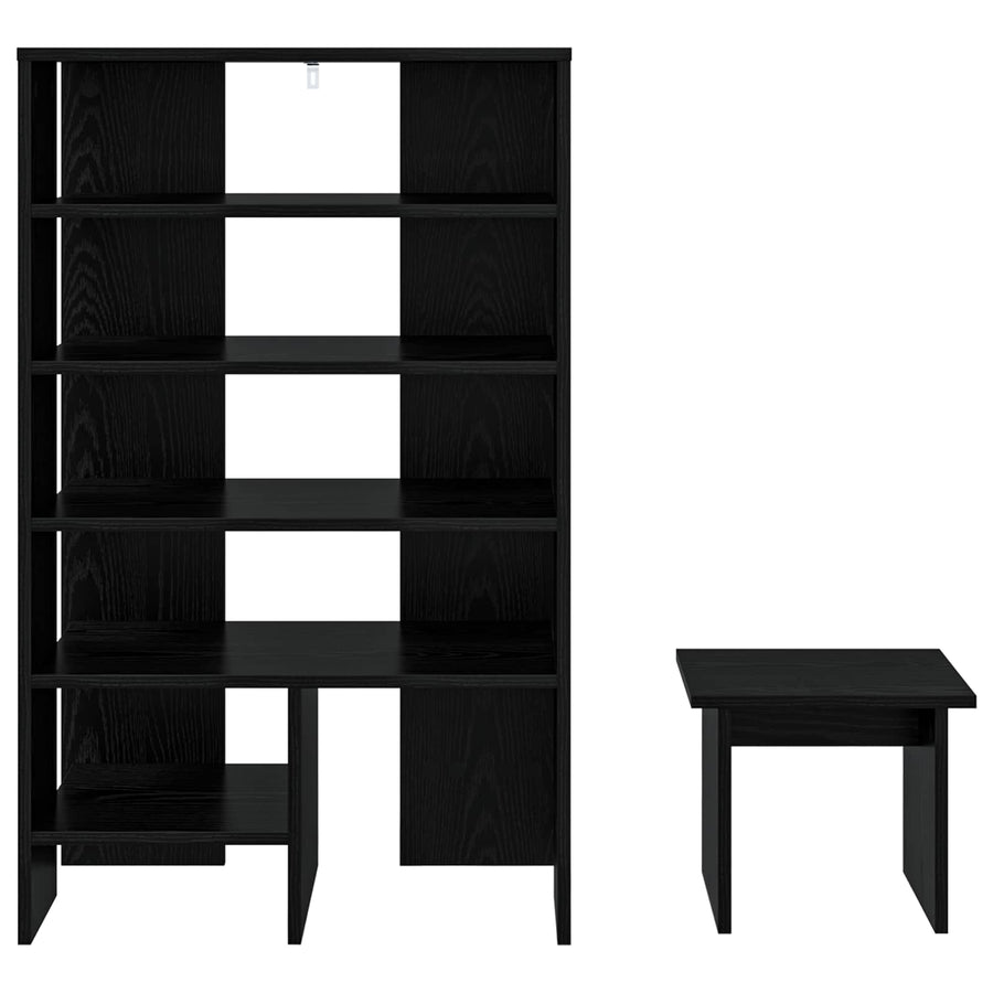 Schoenenkast met plank 2 pcs Zwart Eiken Bewerkt hout