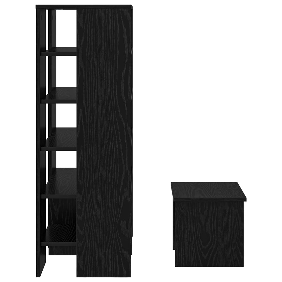 Schoenenkast met plank 2 pcs Zwart Eiken Bewerkt hout