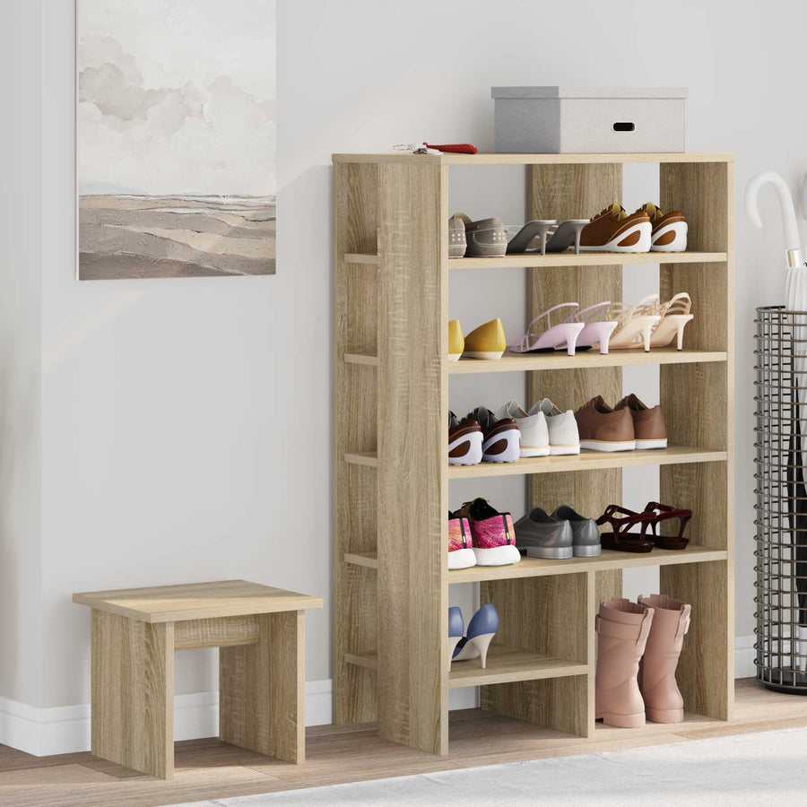 Schoenenkast met plank 2 pcs Sonoma Eiken Bewerkt hout