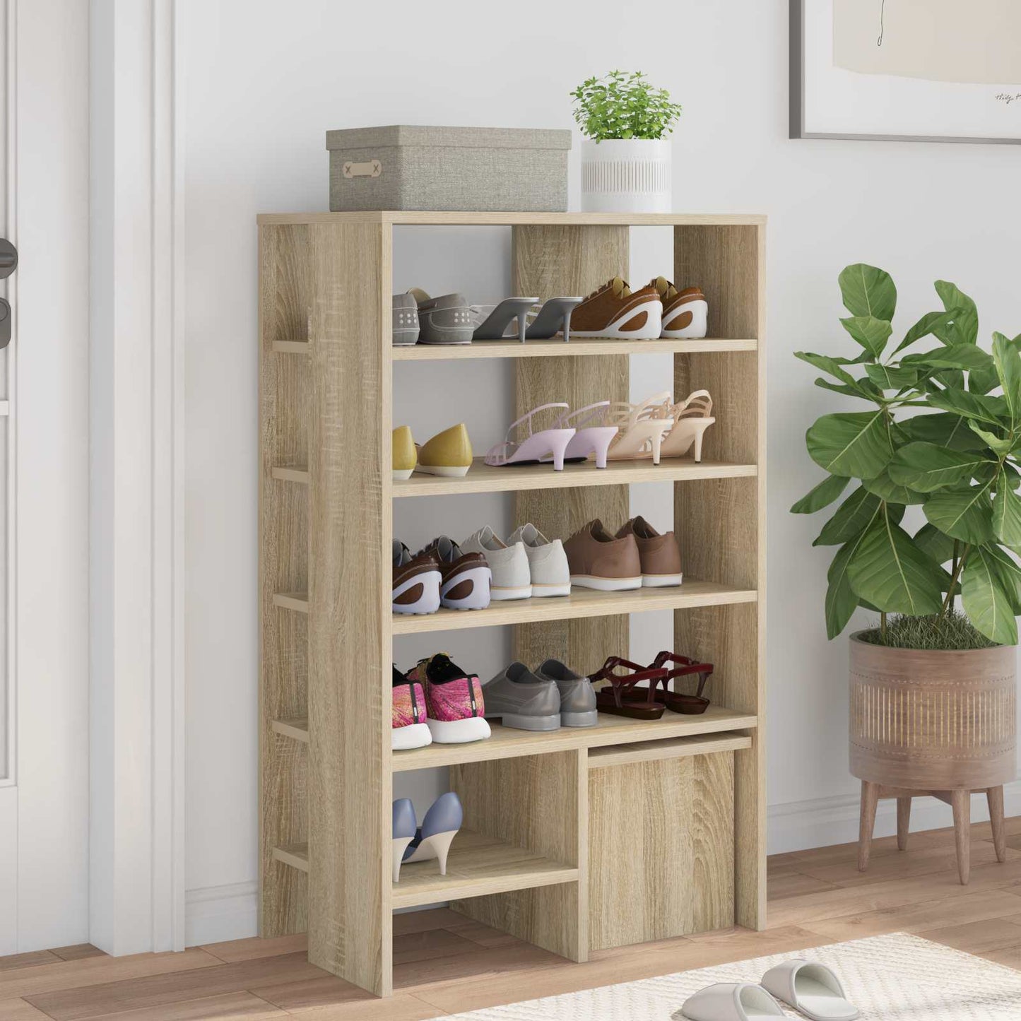 Schoenenkast met plank 2 pcs Sonoma Eiken Bewerkt hout