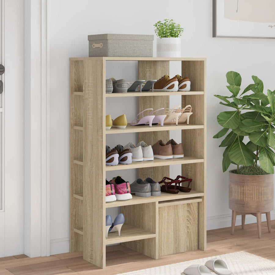 Schoenenkast met plank 2 pcs Sonoma Eiken Bewerkt hout