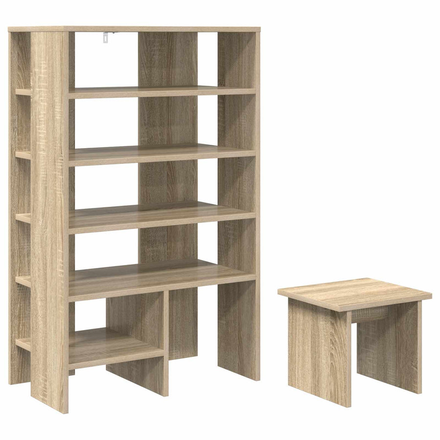 Schoenenkast met plank 2 pcs Sonoma Eiken Bewerkt hout