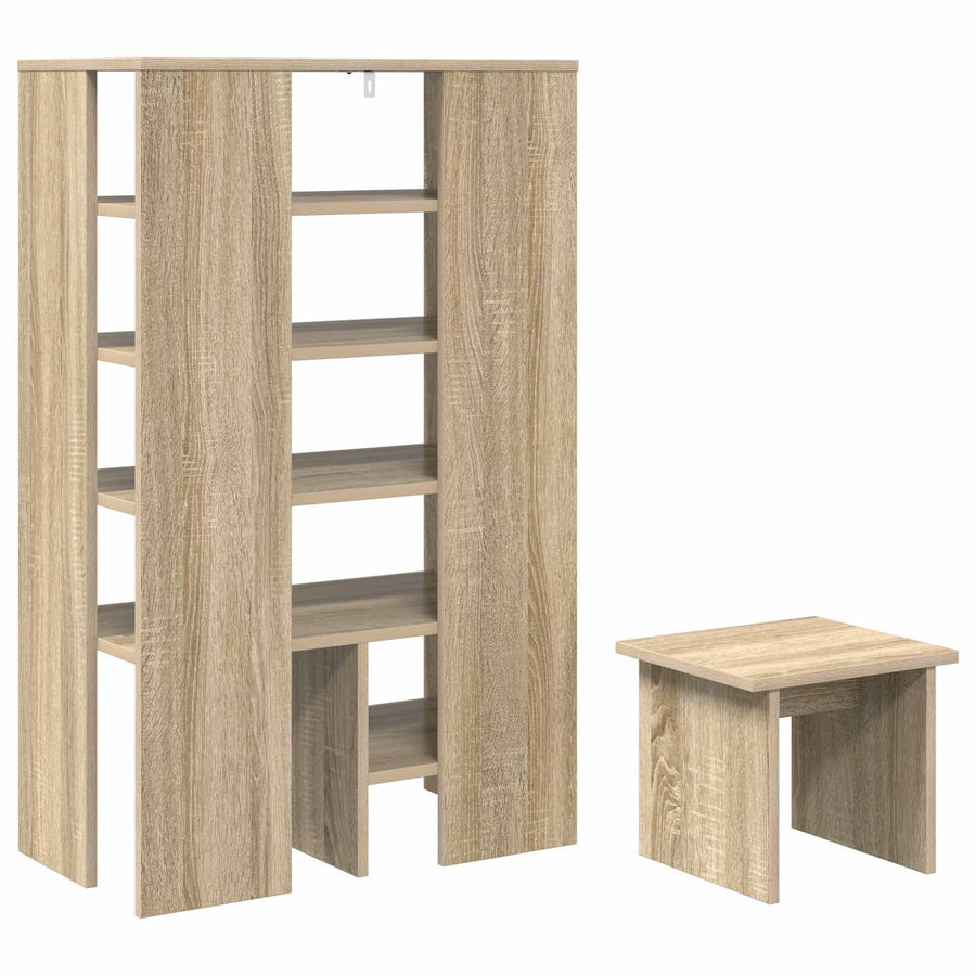 Schoenenkast met plank 2 pcs Sonoma Eiken Bewerkt hout