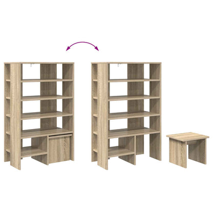 Schoenenkast met plank 2 pcs Sonoma Eiken Bewerkt hout