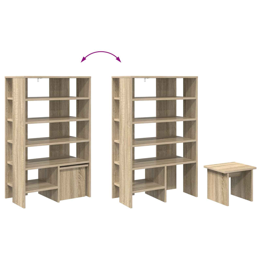 Schoenenkast met plank 2 pcs Sonoma Eiken Bewerkt hout