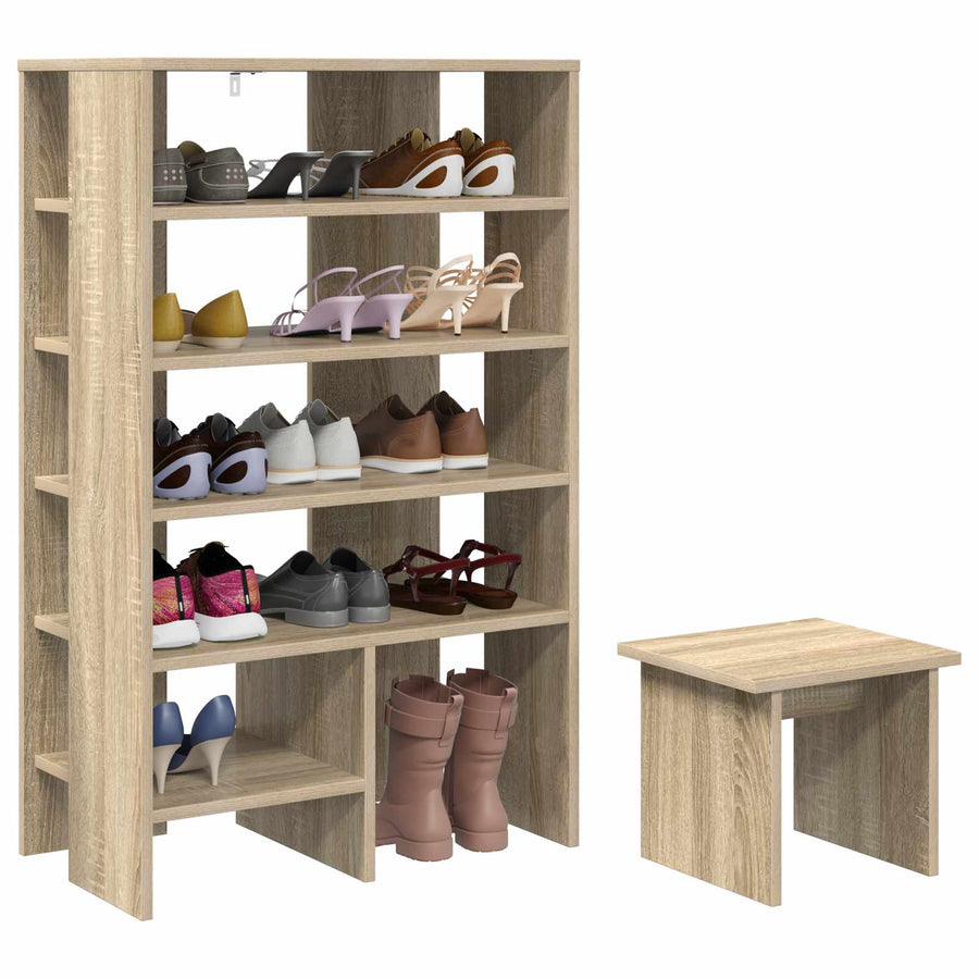 Schoenenkast met plank 2 pcs Sonoma Eiken Bewerkt hout