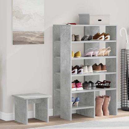 Schoenenkast met plank 2 pcs Beton Grijs Bewerkt hout