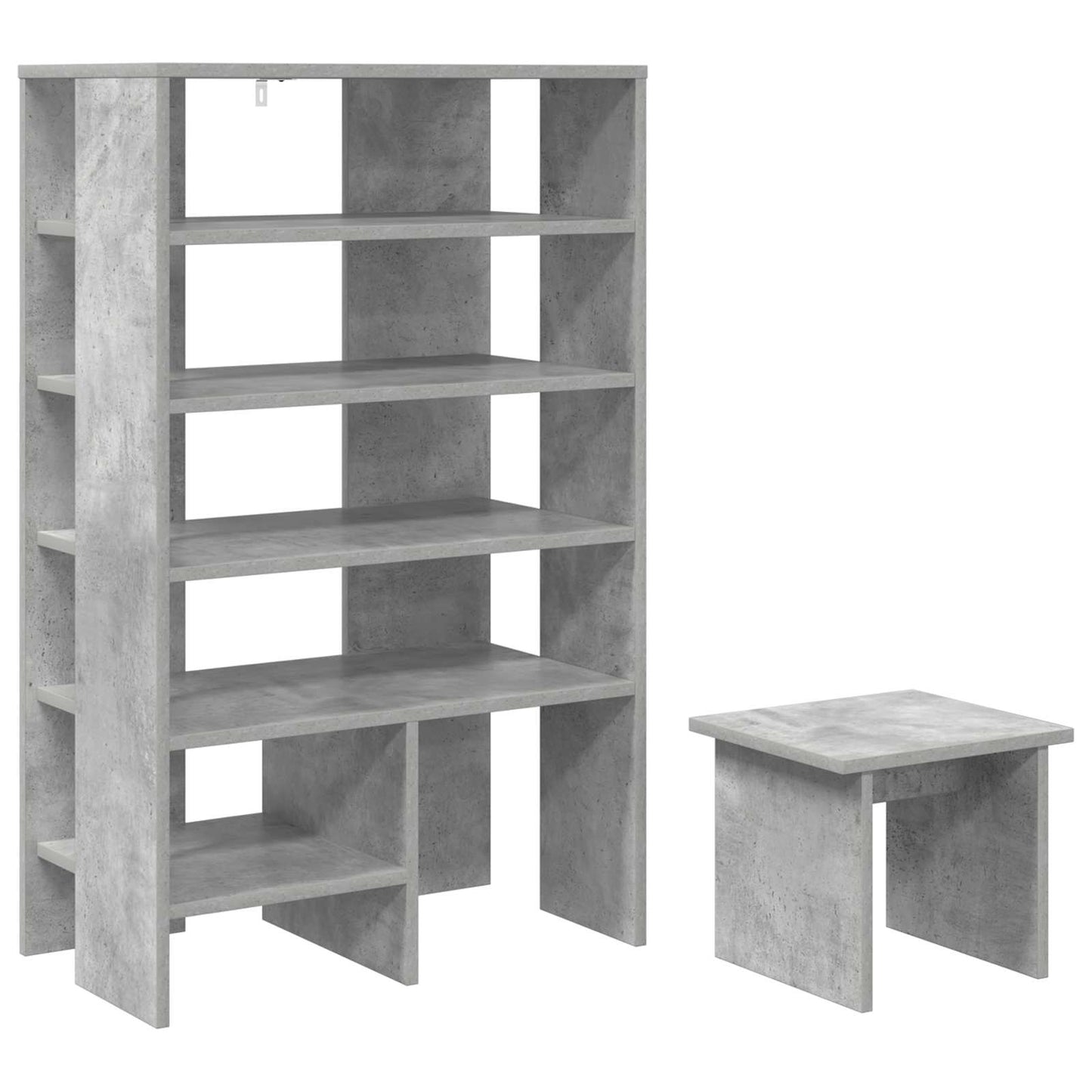 Schoenenkast met plank 2 pcs Beton Grijs Bewerkt hout