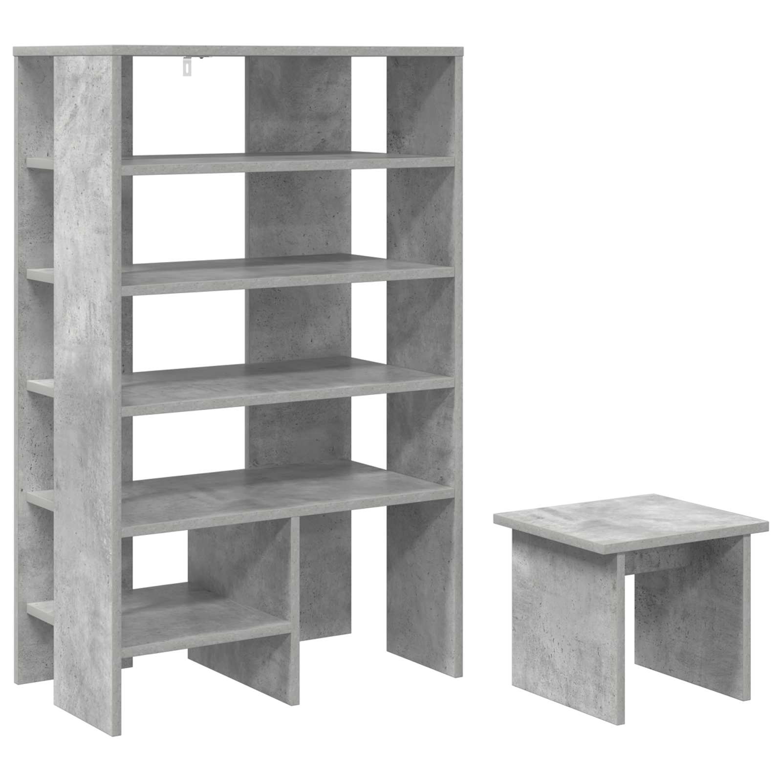 Schoenenkast met plank 2 pcs Beton Grijs Bewerkt hout
