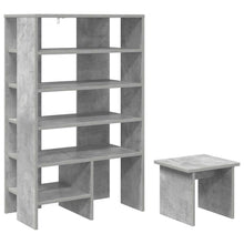 Schoenenkast met plank 2 pcs Beton Grijs Bewerkt hout