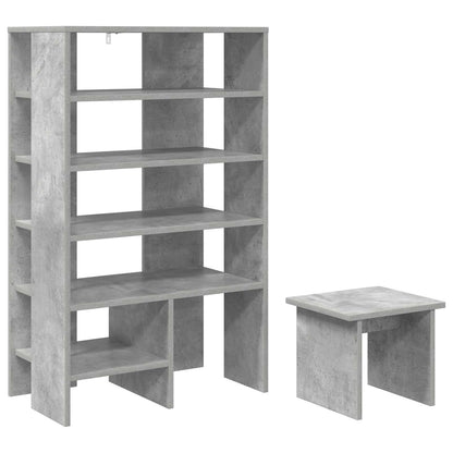 Schoenenkast met plank 2 pcs Beton Grijs Bewerkt hout