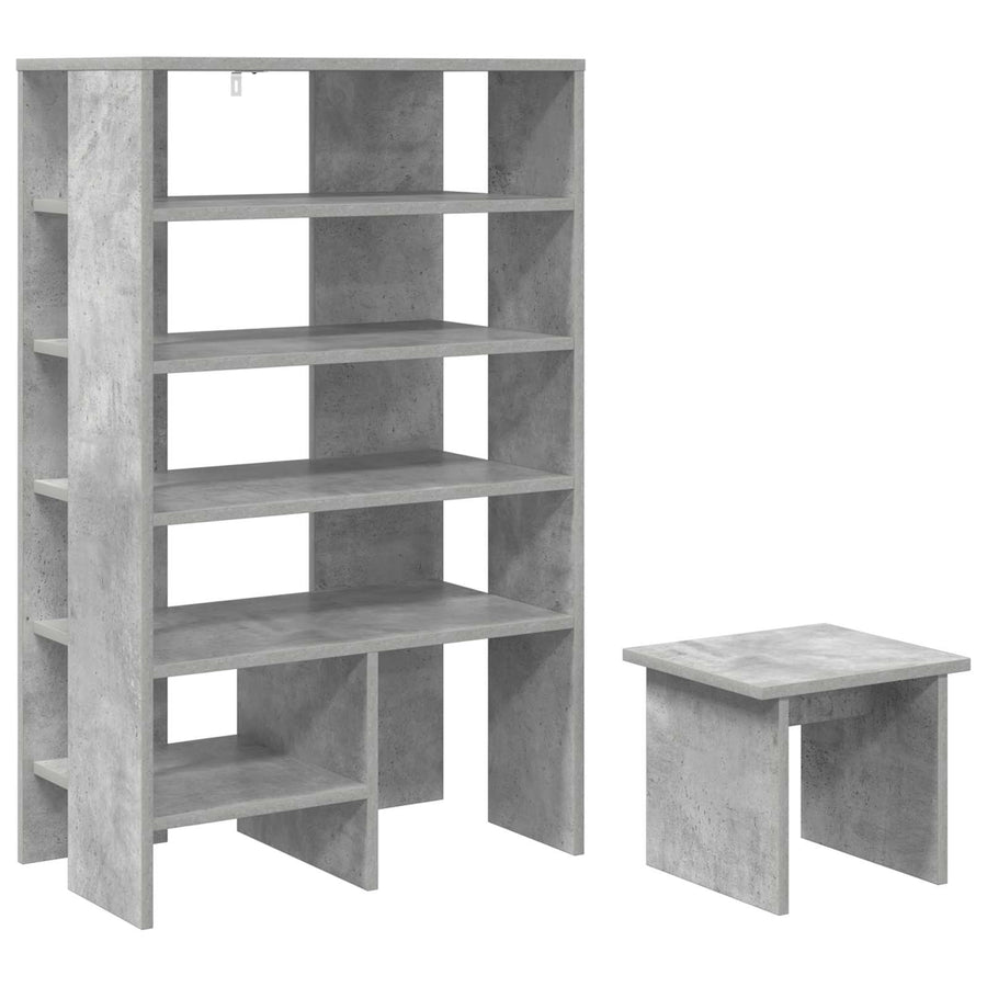 Schoenenkast met plank 2 pcs Beton Grijs Bewerkt hout