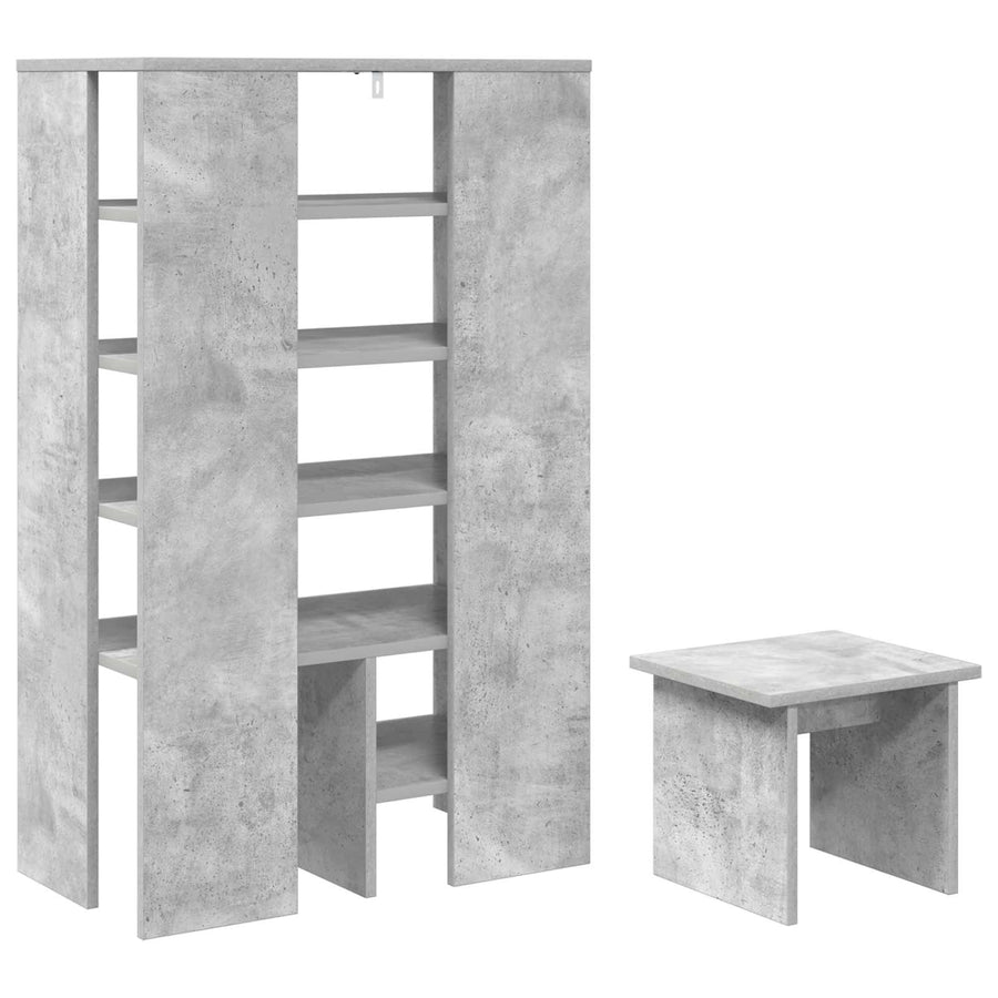 Schoenenkast met plank 2 pcs Beton Grijs Bewerkt hout