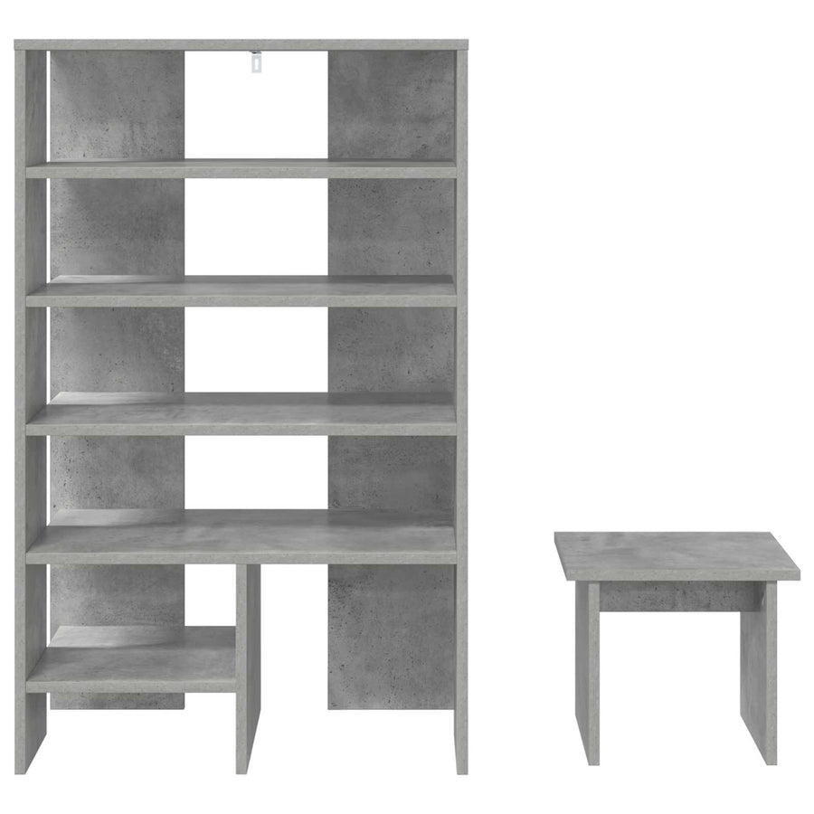 Schoenenkast met plank 2 pcs Beton Grijs Bewerkt hout