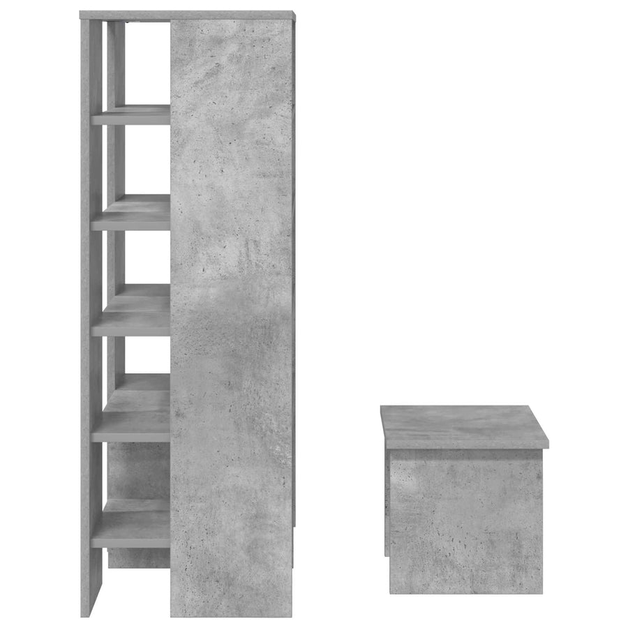 Schoenenkast met plank 2 pcs Beton Grijs Bewerkt hout