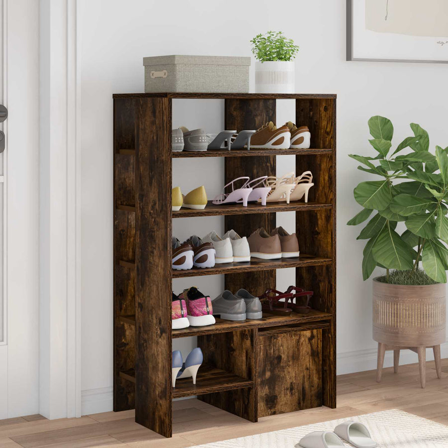 Schoenenkast met plank 2 pcs Gerookt eiken Bewerkt hout