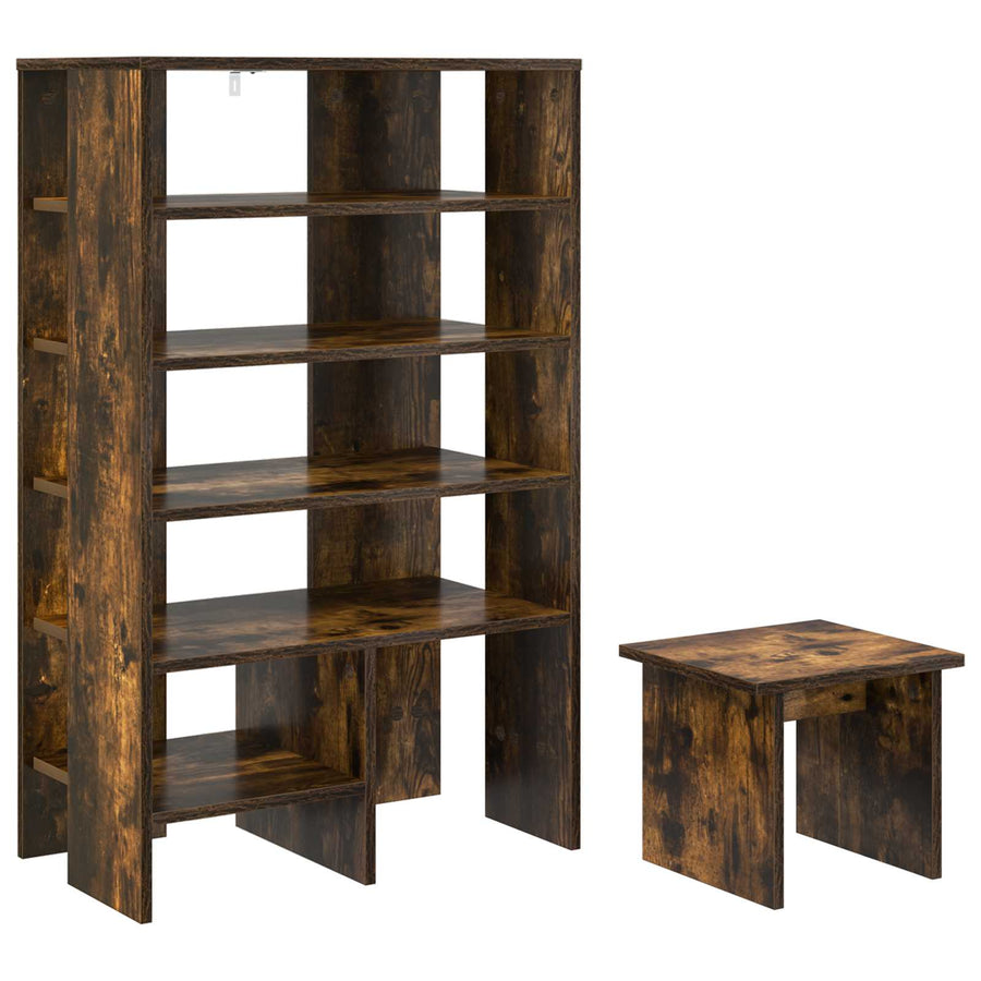 Schoenenkast met plank 2 pcs Gerookt eiken Bewerkt hout