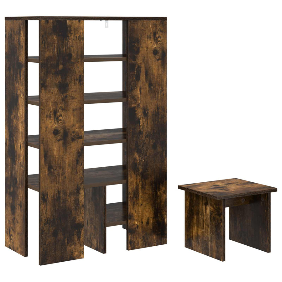 Schoenenkast met plank 2 pcs Gerookt eiken Bewerkt hout